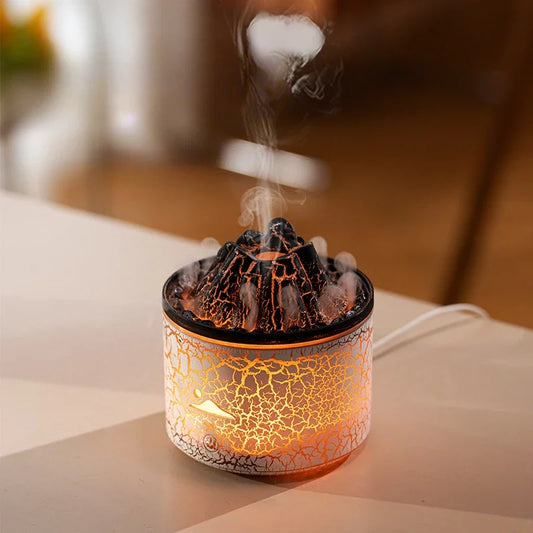 Flame Volcano Humidifier Aroma Diffuser Ultrasonic Mist Maker Fogger LED Essential Oil Fire Jellyfish Diffuser Fragrance Home