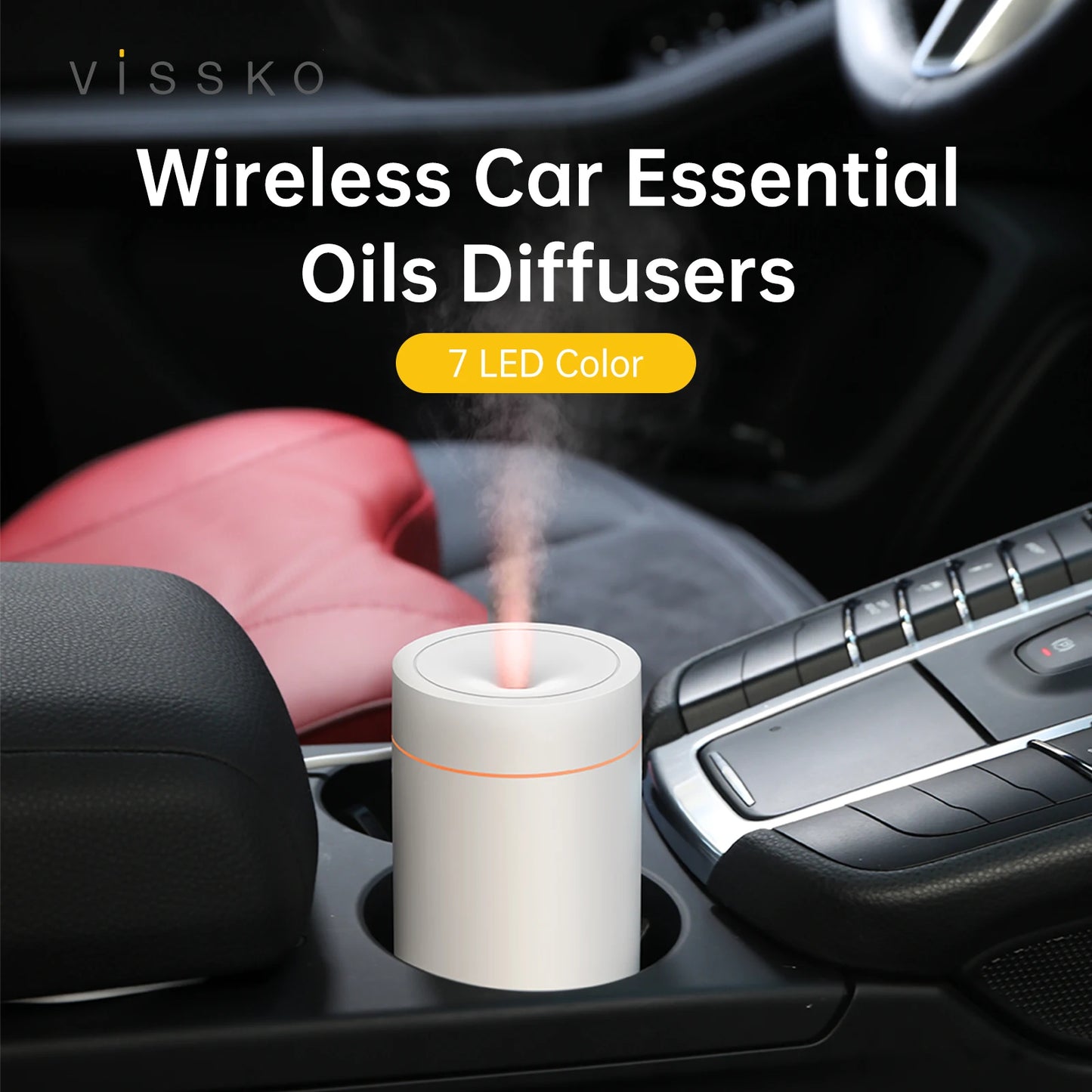 Car Diffuser Wireless Humidifier Auto Air Purifier Aroma Air Freshener with LED Light For Car Aroma Aromatherapy Diffuser