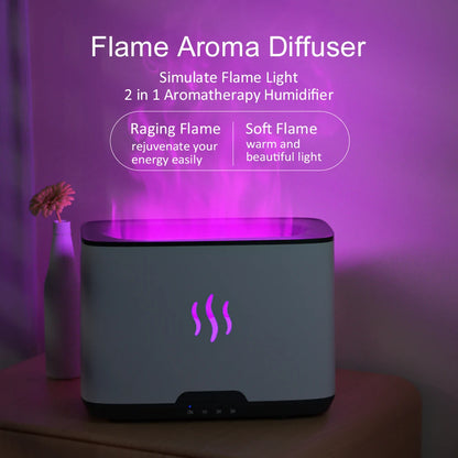 H6 300ML USB Flame Aroma Diffuser Air Humidifier Ultrasonic Cool Mist Fogger LED Essential Oil Home Perfume Diffuser