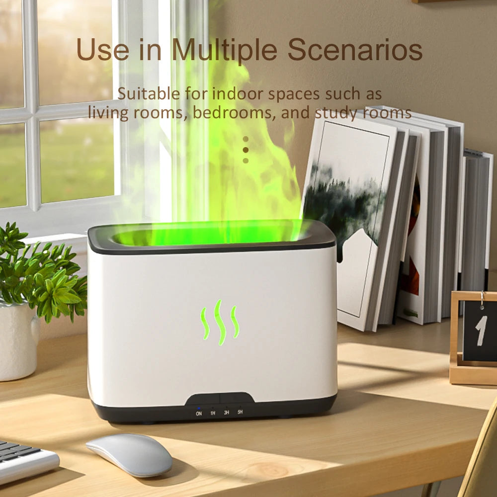 H6 300ML USB Flame Aroma Diffuser Air Humidifier Ultrasonic Cool Mist Fogger LED Essential Oil Home Perfume Diffuser