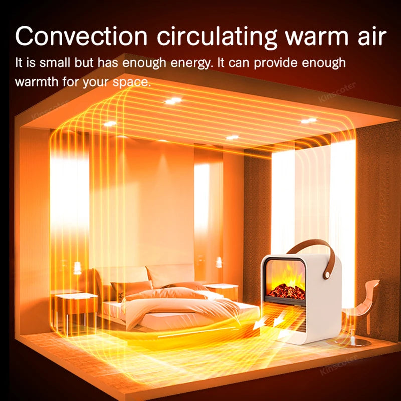 Fireplace Electric Heater Warm Blower Fan Portable Desktop Household Home Heating Stove Radiator Flame Warmer Machine