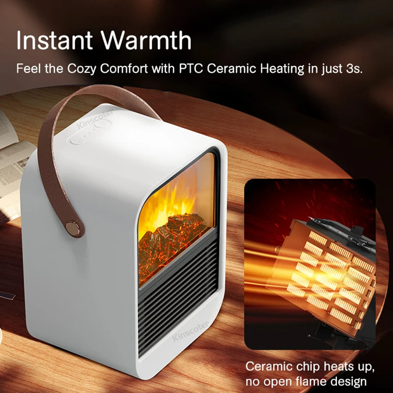 Fireplace Electric Heater Warm Blower Fan Portable Desktop Household Home Heating Stove Radiator Flame Warmer Machine