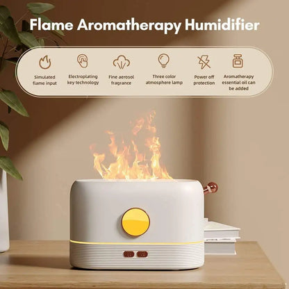 3D Flame Humidifier Essential Oil 200Ml Aroma Diffuser Rgb Light Ultrasonic Mist Simulation Fire Humifier Desktop Room