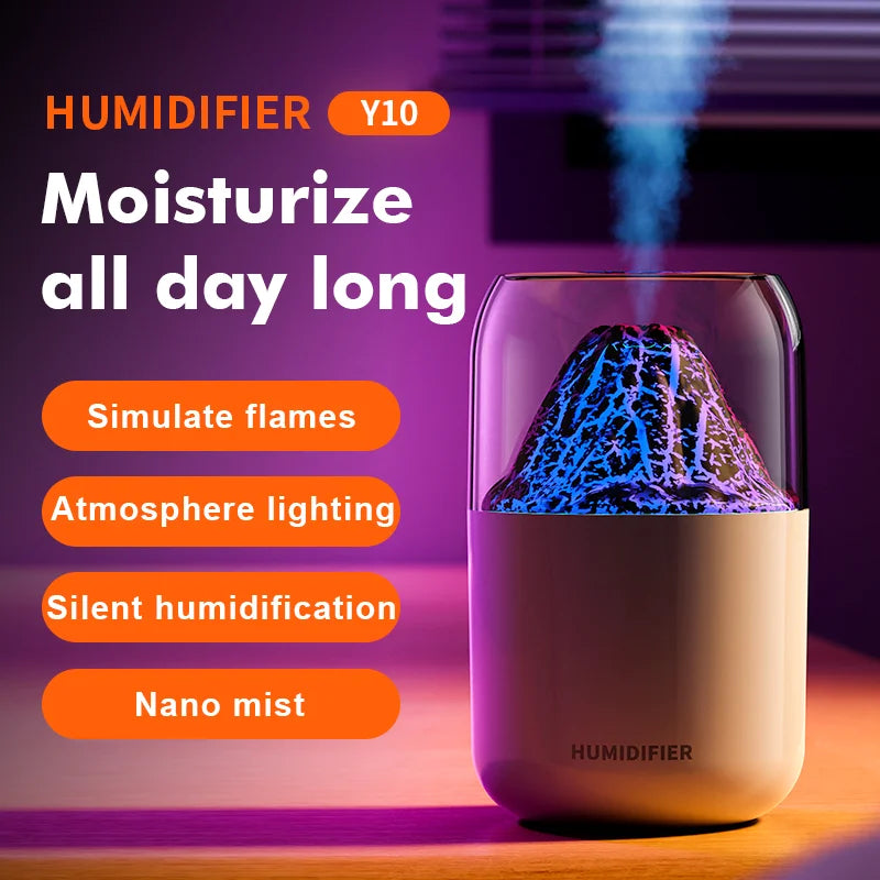 New Crack Volcano 300ML Humidifier Usb Mini Home Bedroom Quiet Atmosphere Light Planet Spray Humidifier Christmas Birthday Gift