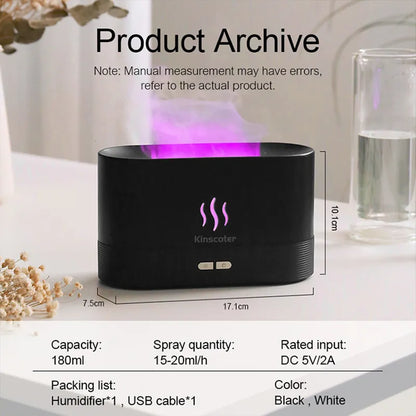 Aroma Diffuser Air Humidifier Ultrasonic Cool Mist Maker Fogger Led Essential Oil Flame Lamp Diffuser