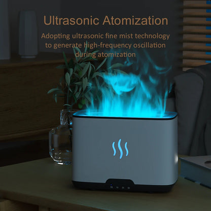 H6 300ML USB Flame Aroma Diffuser Air Humidifier Ultrasonic Cool Mist Fogger LED Essential Oil Home Perfume Diffuser