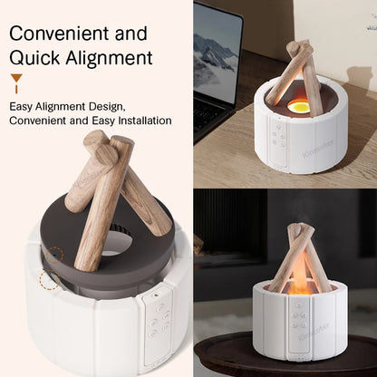 Simulated Flame Aroma Diffuser Bonfire Air Humidifier Ultrasonic Cool Mist Maker Fogger LED Essential Oil Lamp Diffuser