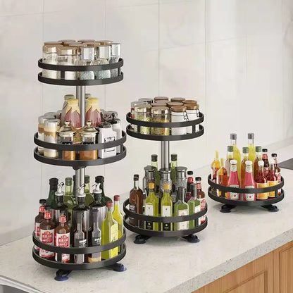 Non-Skid Steel Carbon 360° Rotation Spice Racks Organizer