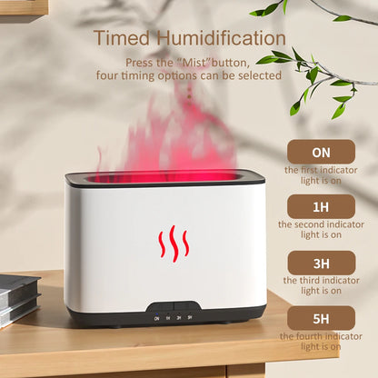 H6 300ML USB Flame Aroma Diffuser Air Humidifier Ultrasonic Cool Mist Fogger LED Essential Oil Home Perfume Diffuser