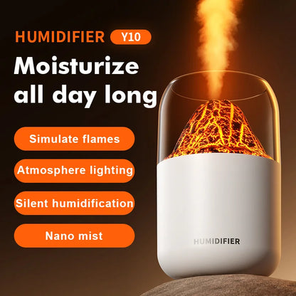 New Crack Volcano 300ML Humidifier Usb Mini Home Bedroom Quiet Atmosphere Light Planet Spray Humidifier Christmas Birthday Gift