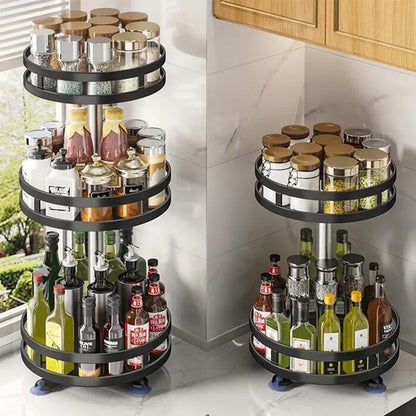 Non-Skid Steel Carbon 360° Rotation Spice Racks Organizer