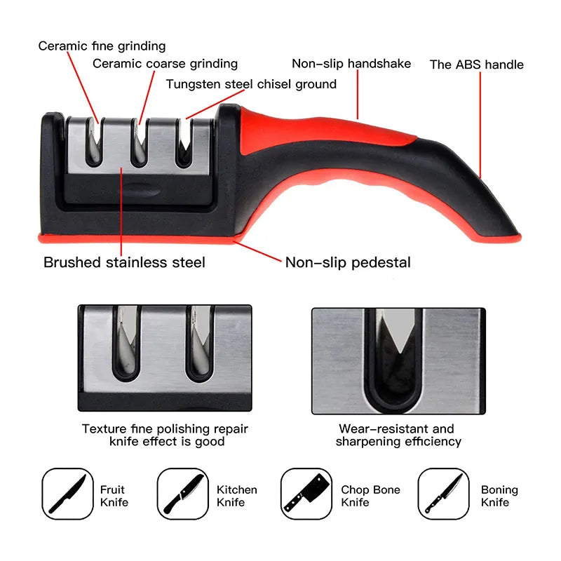 Multi-function 3 Stages Handheld Knife Sharpener