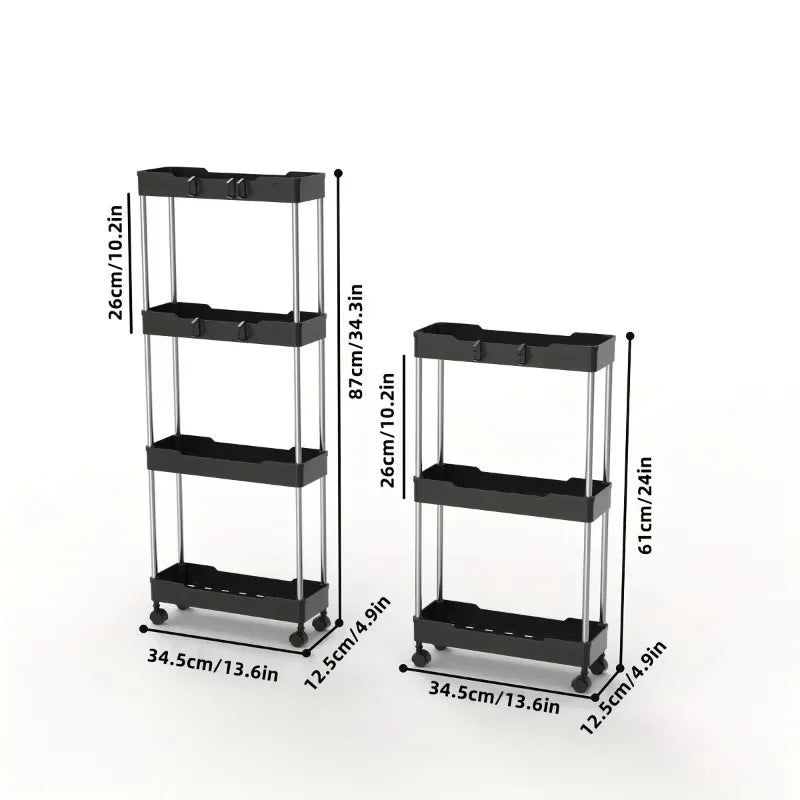 3/4 Layer Rolling Storage Rack With Wheels